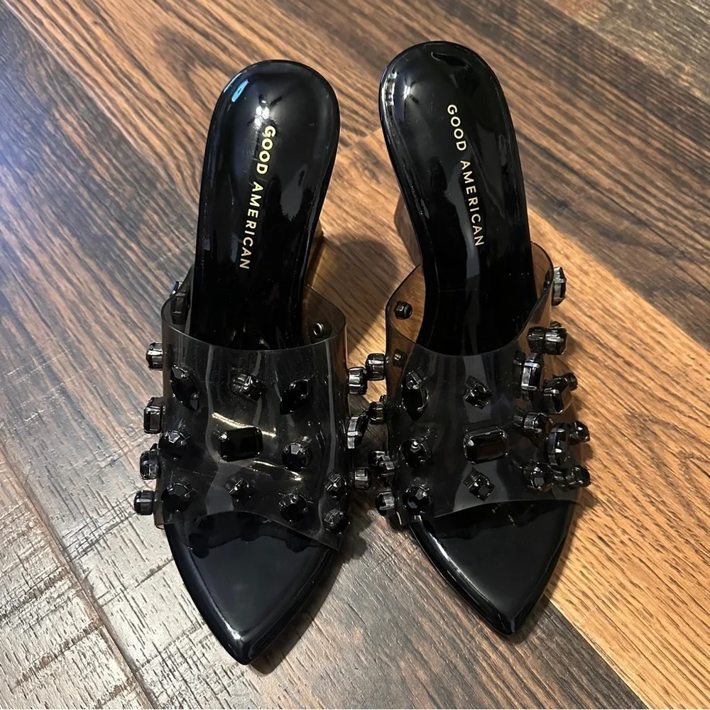 Good American Diamonds Forever Gem Wedge - Black Light Smoke size 9